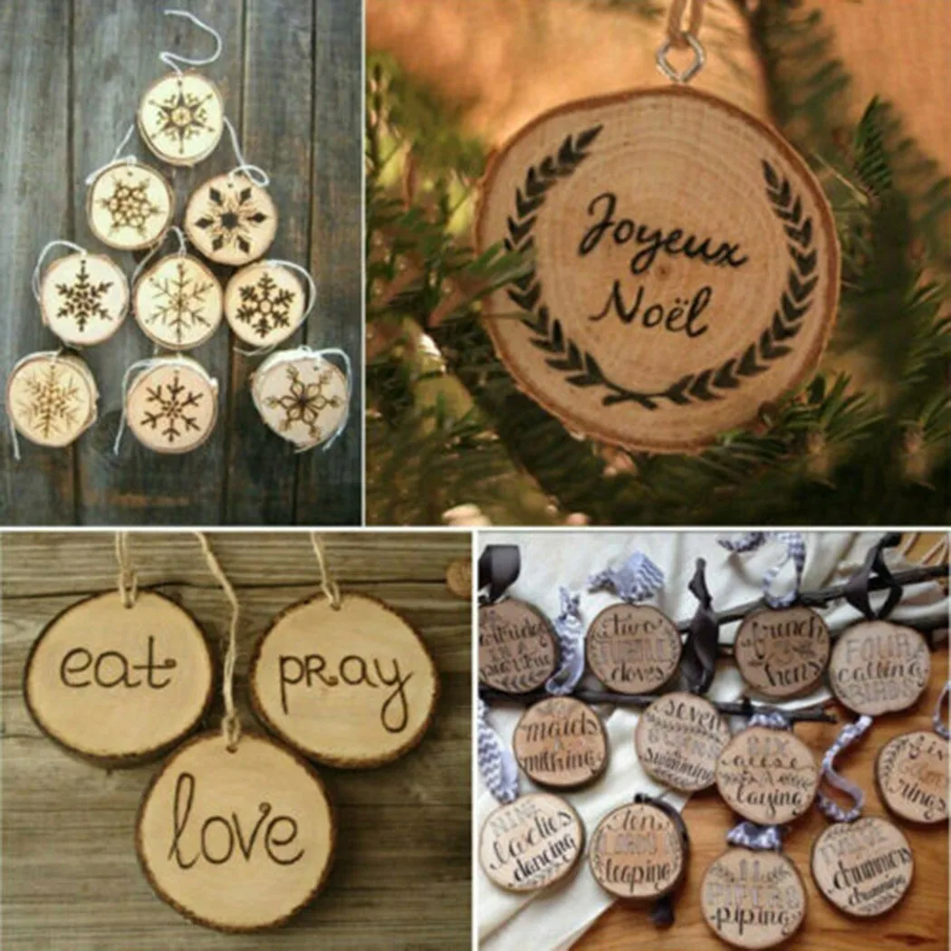 7-8cm Wood Slices Decoration Pine Pyrography Round Rustic Thick 1cm Wood