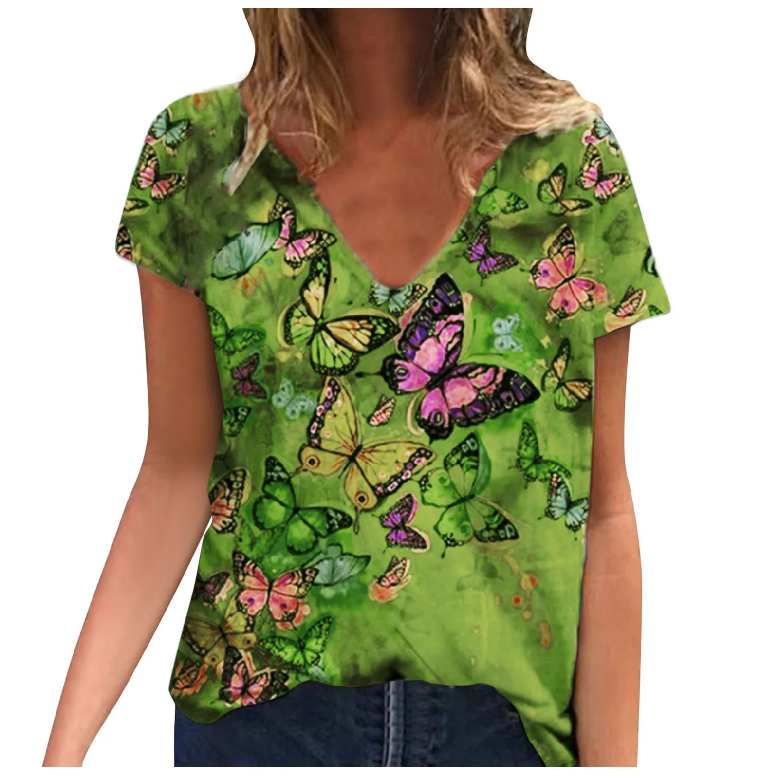 New Summer Women's Butterfly Print Shirt Plus Size Sexy V Neck Loose Tops Casual Female Women Short Sleeve Blusas Pullover Tops
New Summer Women's Butterfly Print Shirt Plus Size Sexy V Neck Loose Tops Casual Female Women Short Sleeve Blusas Pullover Tops