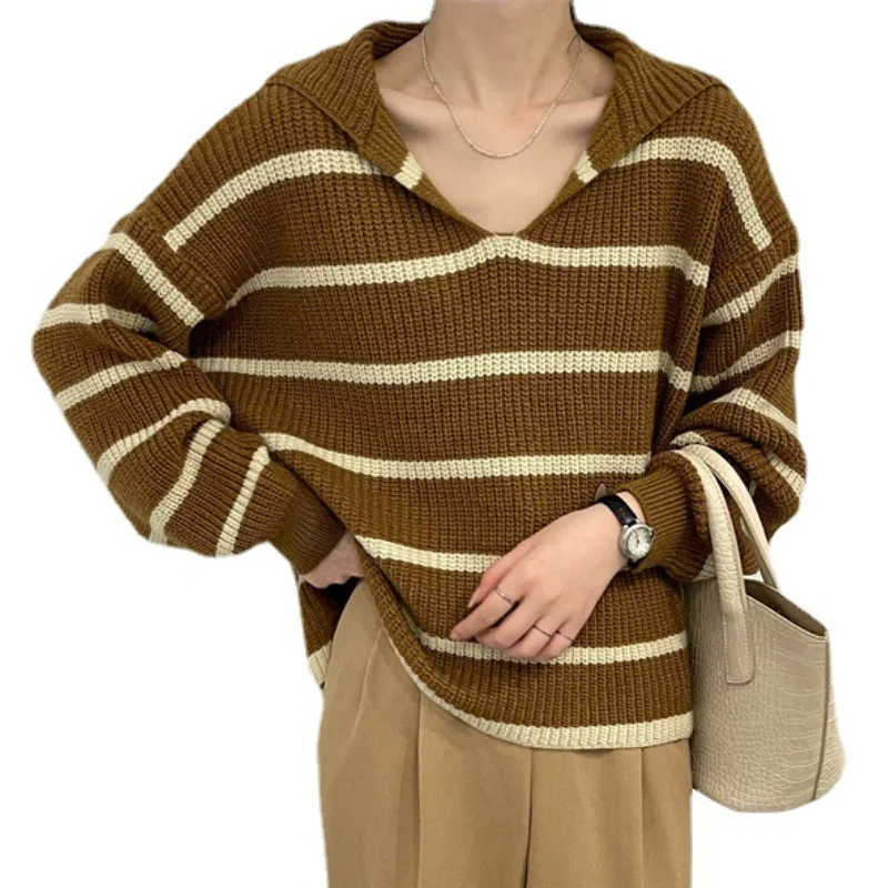 BEAUTANA Pullover Sweater 2021 Autumn Spring Striped Sailor Collar Long Sleeve Women Loose Crochet Top Chic Japanese Streetwear
BEAUTANA Pullover Sweater 2021 Autumn Spring Striped Sailor Collar Long Sleeve Women Loose Crochet Top Chic Japanese Streetwear