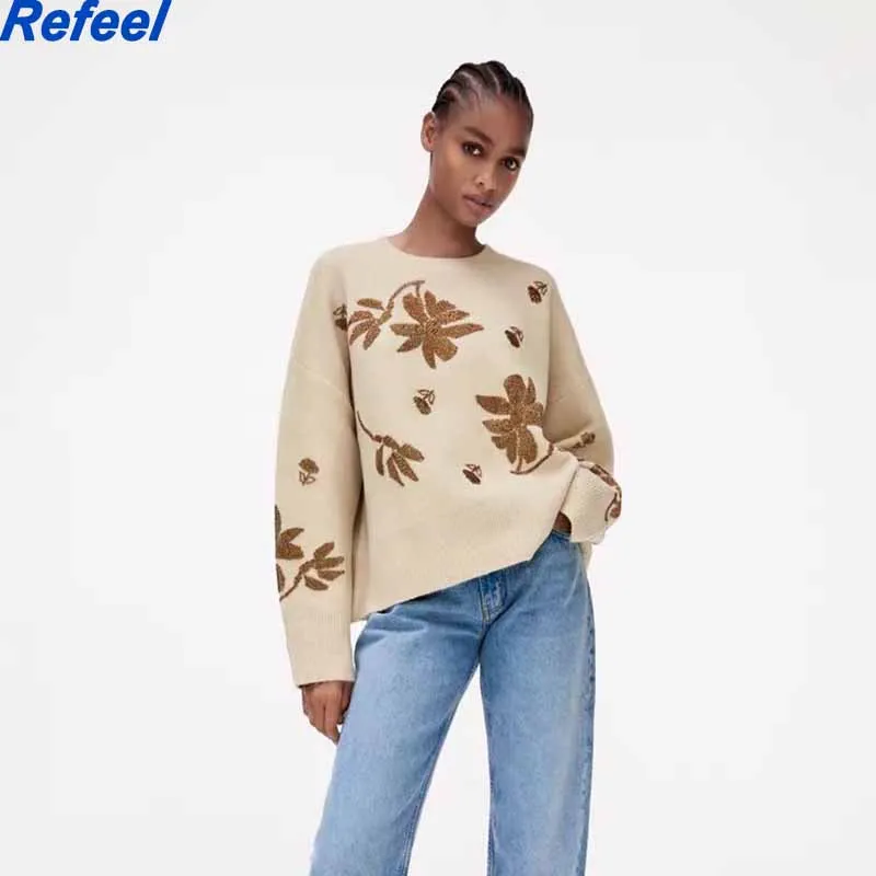 Winter Flower Embroidery Sweaters Women O-Neck Warm Knitted Pullovers Thick Long Sleeve Loose Jumper Female
Winter Flower Embroidery Sweaters Women O-Neck Warm Knitted Pullovers Thick Long Sleeve Loose Jumper Female