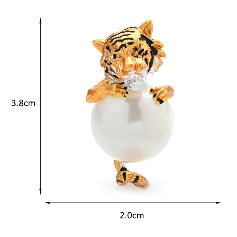 Wuli&ampbaby Very Cute Hold Pearl Tiger Brooches For Women Unisex Enamel 2022 The Year Of Brooch Pins Jewelry Gifts | Украшения и