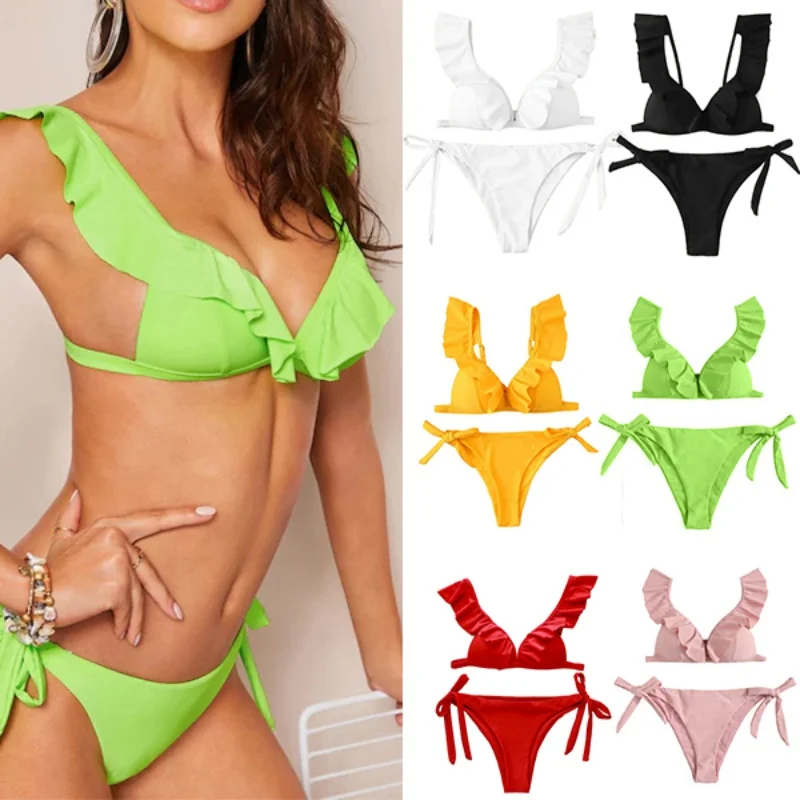 Women Summer Bikinis Set Sexy Solid Color Ruffle Bikini Split Swimsuit Set Slim Fit Panty Two Piece Sets Multi-color #
Women Summer Bikinis Set Sexy Solid Color Ruffle Bikini Split Swimsuit Set Slim Fit Panty Two Piece Sets Multi-color #