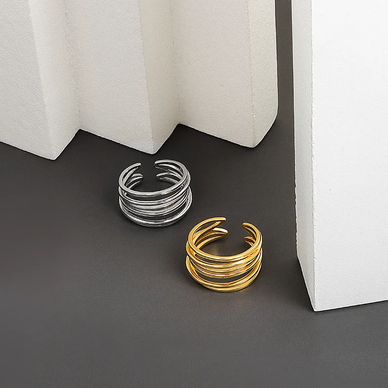 MEYRROYU Sterling Silver Multi-layer Asymmetrical Lines Golden Rings French Romantic Retro Unique Design Open Jewelry For Women
MEYRROYU Sterling Silver Multi-layer Asymmetrical Lines Golden Rings French Romantic Retro Unique Design Open Jewelry For Women