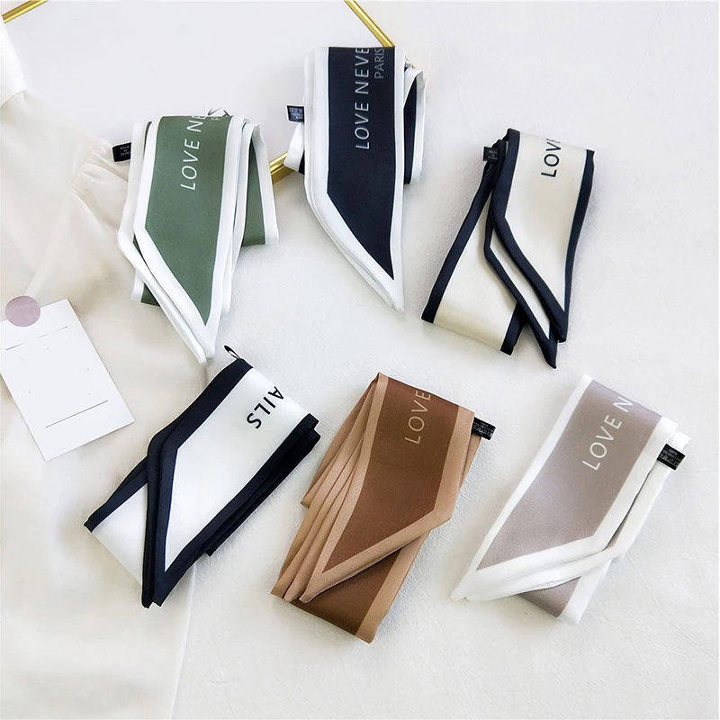 Women Satin Scarf Handle Bag Ribbons Letters Print Neckerchief Narrow Long Ponytail Holder Headscarf Korean DIY Hair Tie Band
Women Satin Scarf Handle Bag Ribbons Letters Print Neckerchief Narrow Long Ponytail Holder Headscarf Korean DIY Hair Tie Band