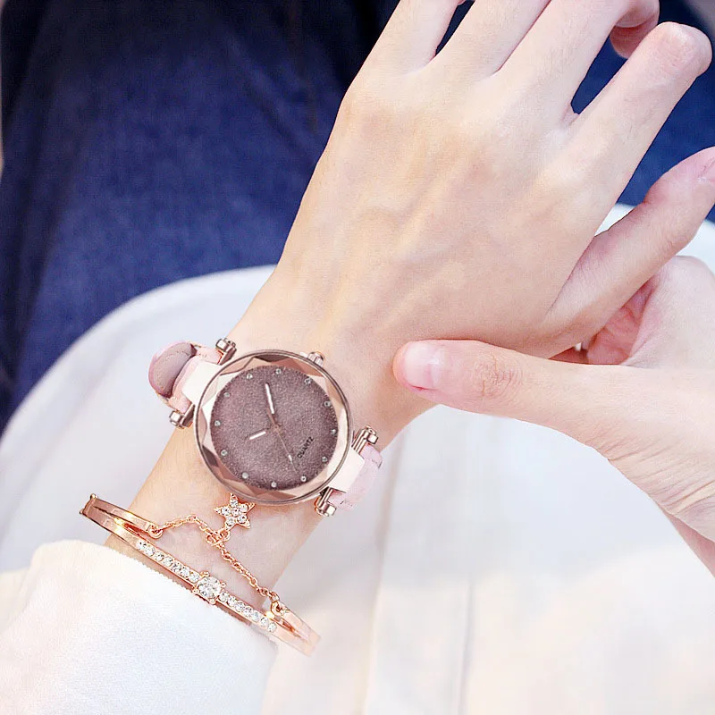Women Watch Rhinestone Romantic Starry Sky WristWatch Fashion Ladies Leather Watch Clock for Women Relogio Feminino Montre Femme
Women Watch Rhinestone Romantic Starry Sky WristWatch Fashion Ladies Leather Watch Clock for Women Relogio Feminino Montre Femme