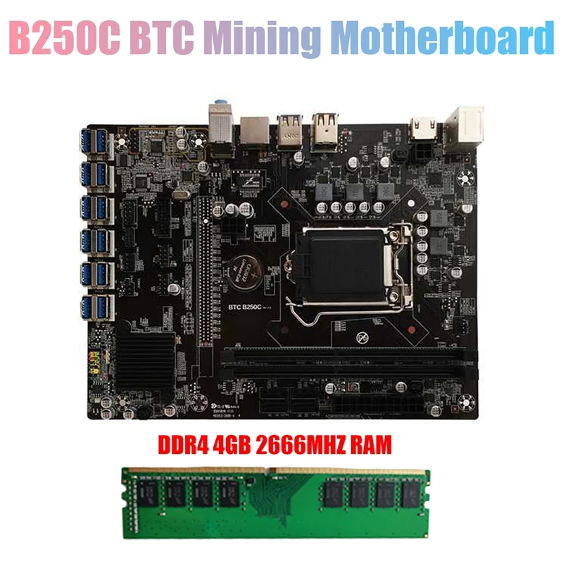 Материнская плата B250C для майнинга BTC с DDR4 4G 2666 МГц ОЗУ 12xpcie в разъем для графической карты USB3.0 материнская плата для компьютера LGA1151
Материнская плата B250C для майнинга BTC с DDR4 4G 2666 МГц ОЗУ 12xpcie в разъем для графической карты USB3.0 материнская плата для компьютера LGA1151