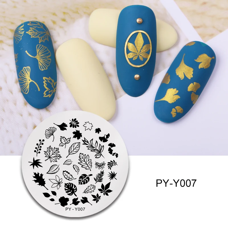 Круглые пластины для штамповки ногтей PICT YOU цветочные узоры натуральные растения
