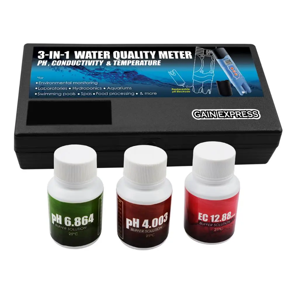 3-in-1 Pentype EC, pH & Temperature Meter 0.01mS/cm Resolution ATC Water Quality Tester (OEM Packaging Available)
3-in-1 Pentype EC, pH & Temperature Meter 0.01mS/cm Resolution ATC Water Quality Tester (OEM Packaging Available)