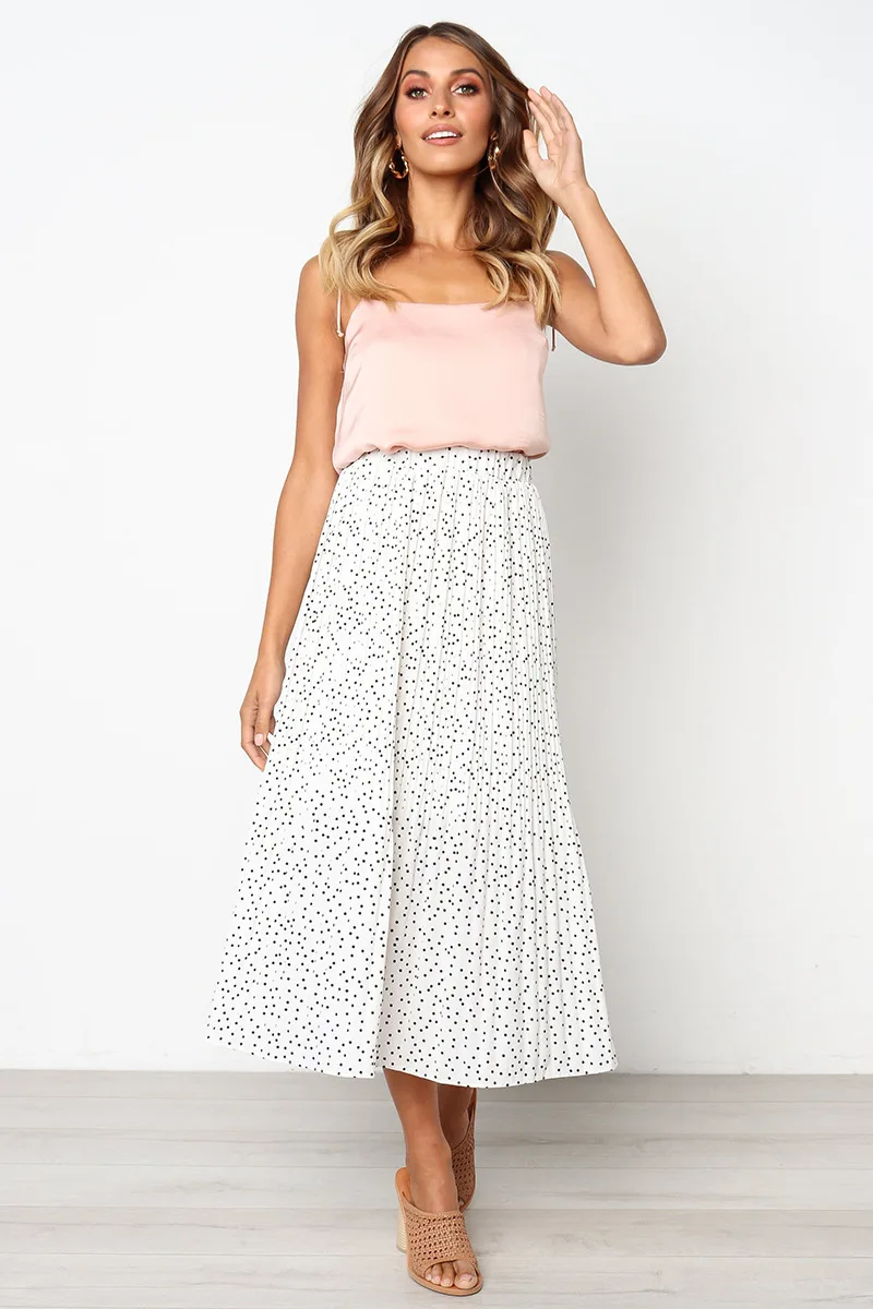 LOSSKY Polka Dot Floral Print Pleated Midi Skirt Women Elastic High Waist Side Pockets Skirts Summer 2019 Elegant Female Bottom
LOSSKY Polka Dot Floral Print Pleated Midi Skirt Women Elastic High Waist Side Pockets Skirts Summer 2019 Elegant Female Bottom