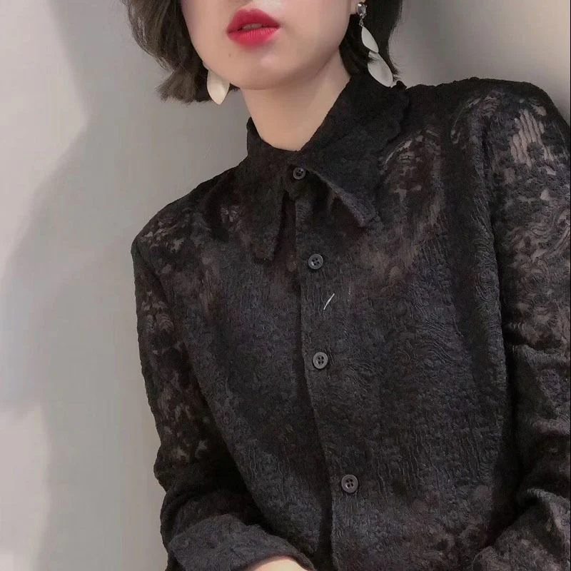 Blouse Women Fall and Winter Lapels Lace Shirt Women's Ladies Long Sleeves Shirt Top Blusas Ropa De Mujer
Blouse Women Fall and Winter Lapels Lace Shirt Women's Ladies Long Sleeves Shirt Top Blusas Ropa De Mujer