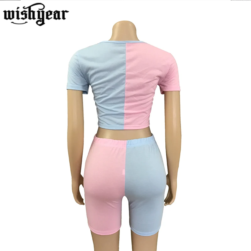2020 Summer Patchwork Sportswear Tracksuit Women Draped Short Sleeve Tops Shorts Suit Fitness Street Club Two Pieces Sets S-XXL
2020 Summer Patchwork Sportswear Tracksuit Women Draped Short Sleeve Tops Shorts Suit Fitness Street Club Two Pieces Sets S-XXL