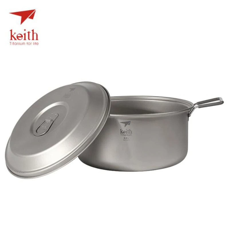 Keith 2-3 Person Camping Titanium Pot Folding Handle Portable Outdoor Ultralight Cooking Pot Picnic Cookware hot pot 2.5L Ti6018
Keith 2-3 Person Camping Titanium Pot Folding Handle Portable Outdoor Ultralight Cooking Pot Picnic Cookware hot pot 2.5L Ti6018