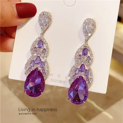 Earrings For Women's Silver Needle Super Beautiful French Retro Violet Palace Drop Pendant Long Earrings Temperament Dinner Gift 
Earrings For Women's Silver Needle Super Beautiful French Retro Violet Palace Drop Pendant Long Earrings Temperament Dinner Gift