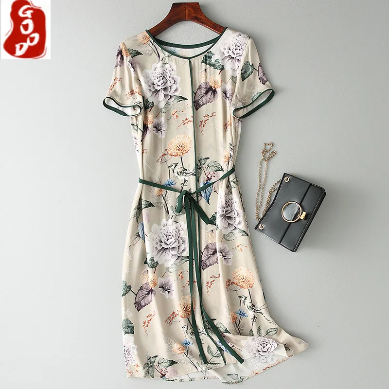 Summer Dress Women Real Silk Dresses Female Long Floral Vintage Vestidos Korean Elegant Beach Evening Party Dresses S078
Summer Dress Women Real Silk Dresses Female Long Floral Vintage Vestidos Korean Elegant Beach Evening Party Dresses S078