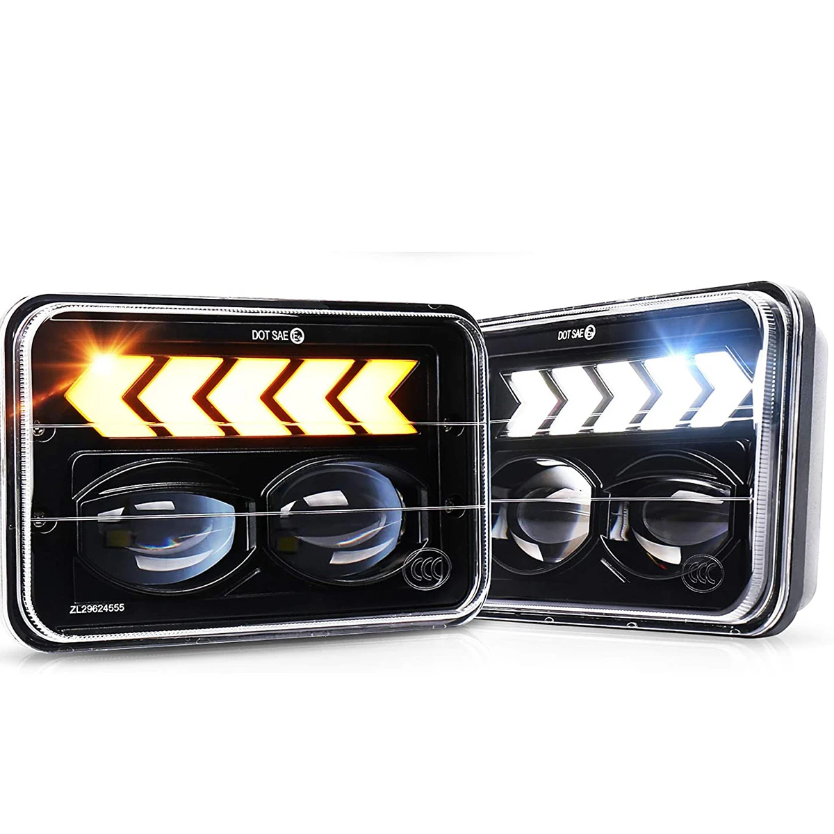 4x6 car led headlight with amber arrow sequential turn signal white DRL replacement H4651 H6545 for Peterbilt Kenworth C
4x6 car led headlight with amber arrow sequential turn signal white DRL replacement H4651 H6545 for Peterbilt Kenworth C