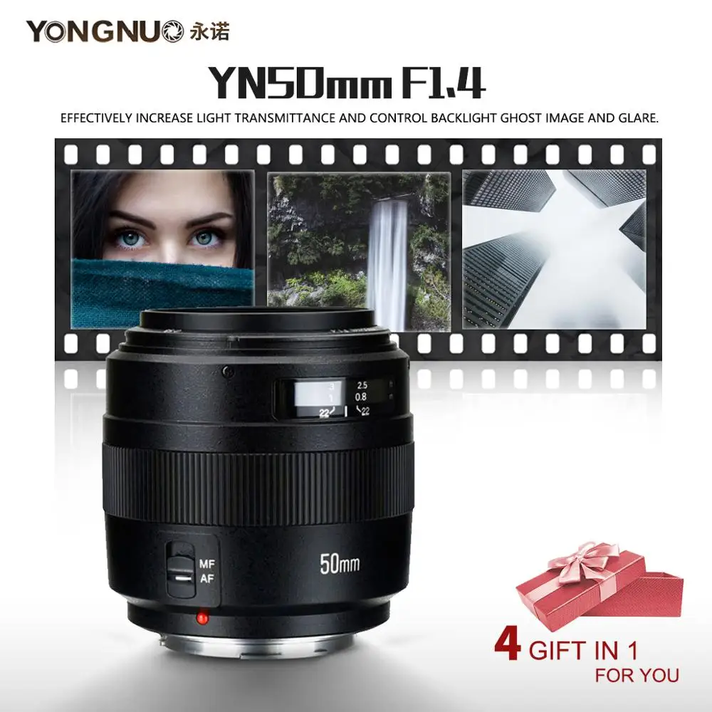 Оригинальный YN50mm F1.4N E объектив с большой апертурой автофокусом для Canon EOS Nikon 70D 5D II