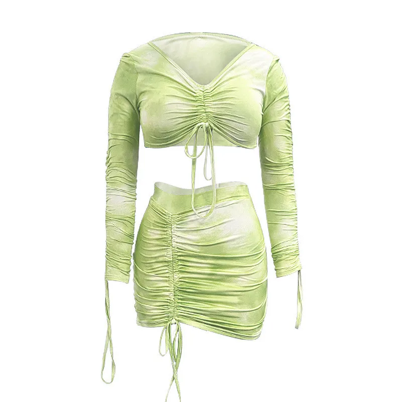 Imcute Tie Dyeing Print Two-pieces Set Sexy Women Long Sleeve V-neck Off Shoulder T-shirt Crop Tops High Waist Lace-up Skirt
Imcute Tie Dyeing Print Two-pieces Set Sexy Women Long Sleeve V-neck Off Shoulder T-shirt Crop Tops High Waist Lace-up Skirt