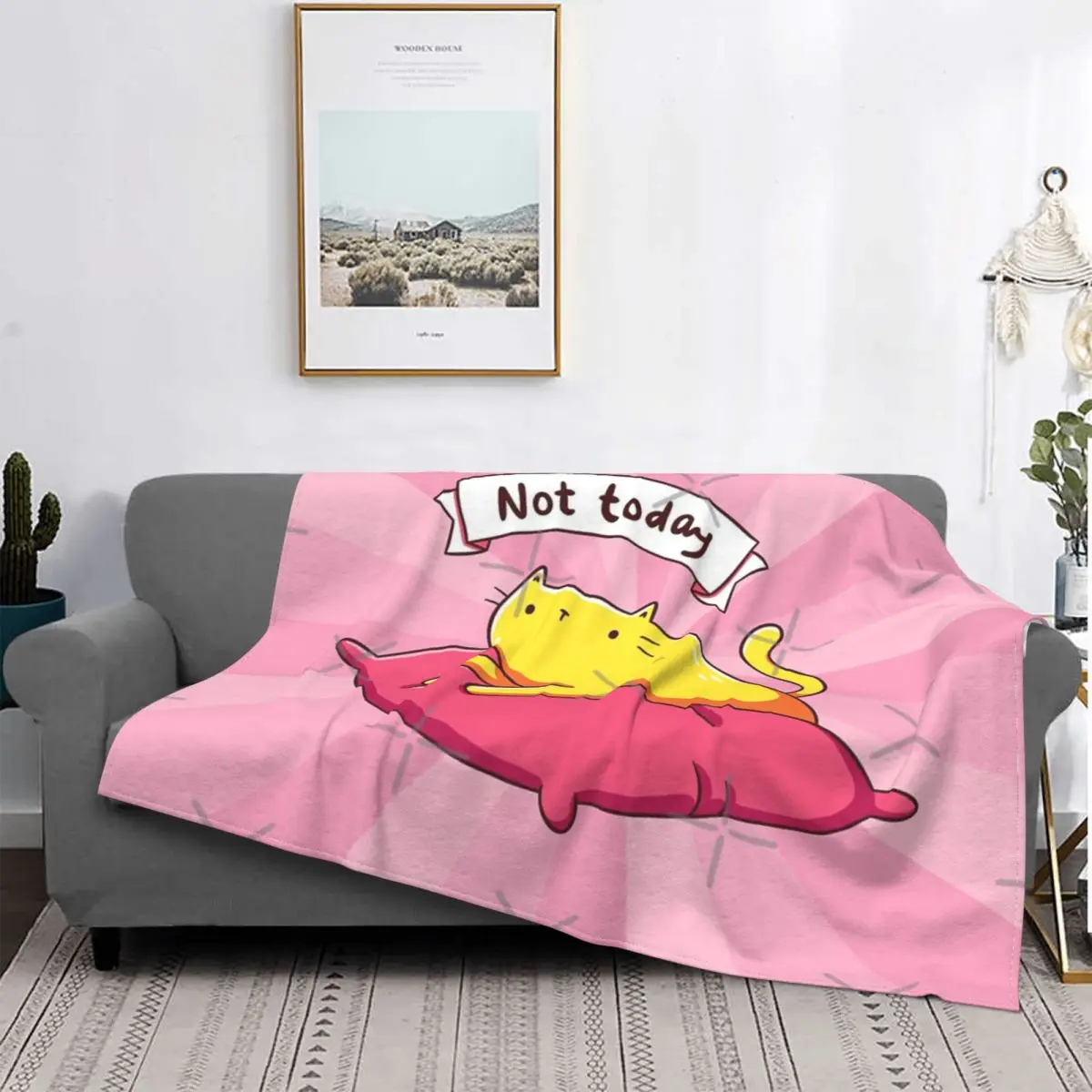 

Cute Lazy Cat Not Today Meme Blanket Bedspread Bed Plaid Blankets Fluffy Plaid Hooded Blanket Plaids And Covers