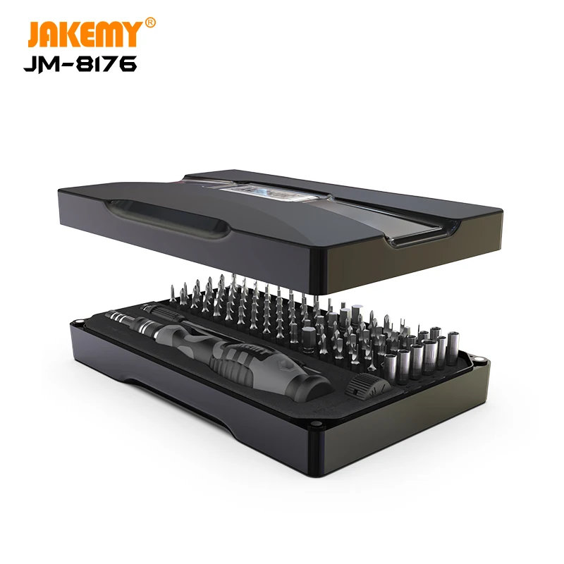 

JAKEMY JM-8176 106 IN 1 Precision Screwdriver Set Magnetic Bits Screw Driver With Extension Bar for Mobile Phone Repair Tools