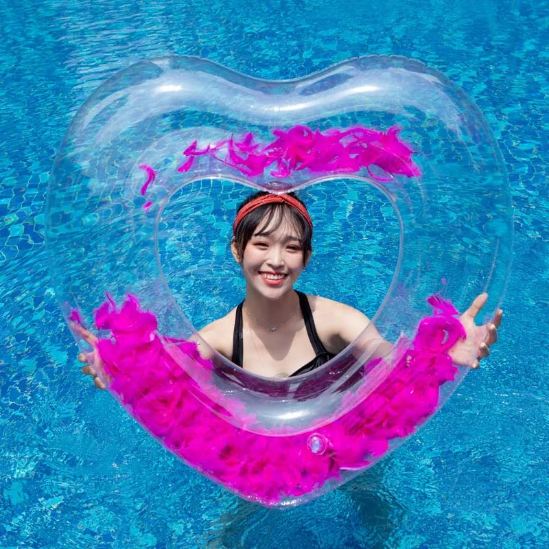 New Thickened Adult Swimming Ring Heart - Shaped Transparent Water Ring Inflatable Love Feather Swimming Ring Pool Toys
New Thickened Adult Swimming Ring Heart - Shaped Transparent Water Ring Inflatable Love Feather Swimming Ring Pool Toys