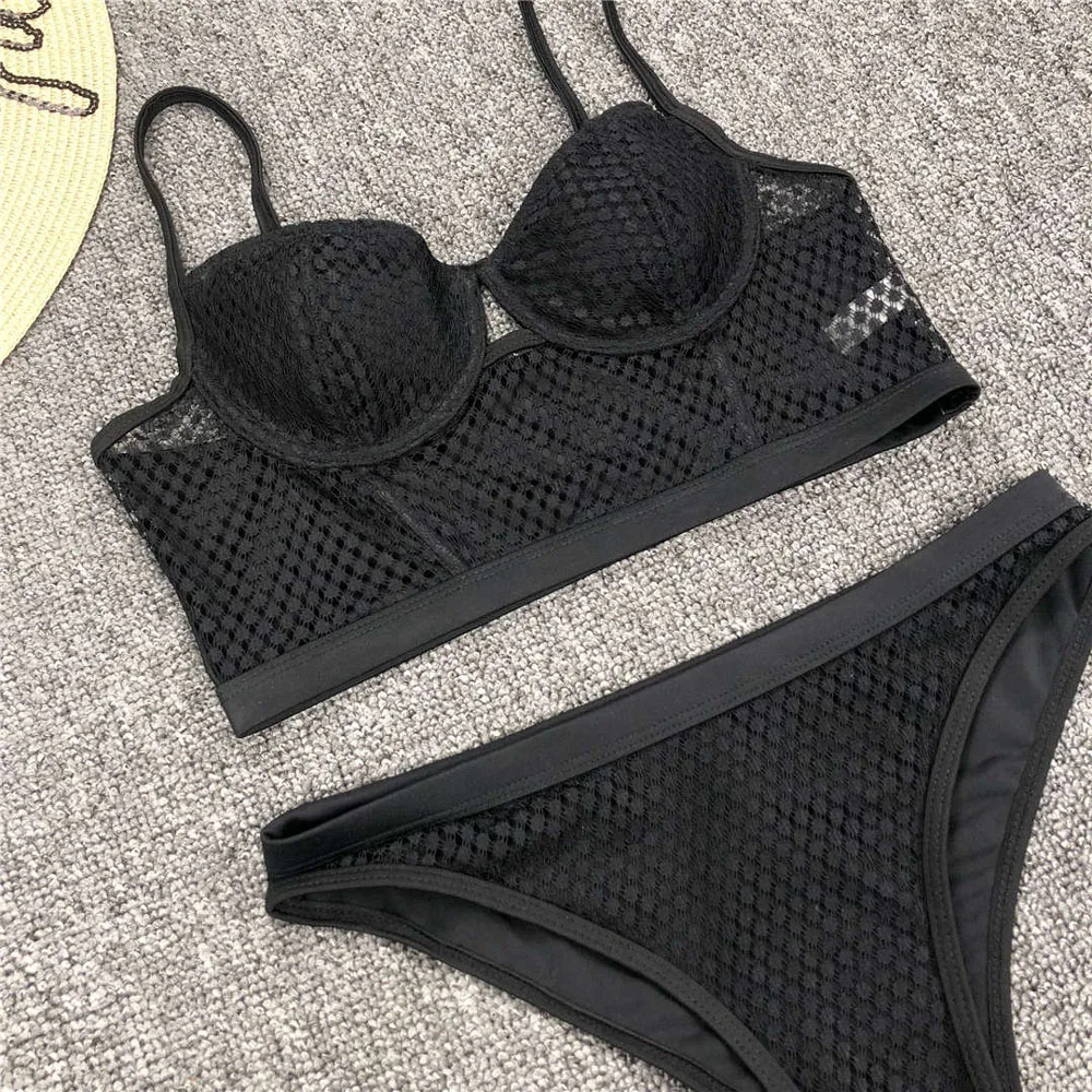 Sexy Black Mesh Push Up Bikini Women Swimwear Female Swimsuit Two-pieces Bikini set Bather Bathing Suit Swim Lady Monokini
Sexy Black Mesh Push Up Bikini Women Swimwear Female Swimsuit Two-pieces Bikini set Bather Bathing Suit Swim Lady Monokini