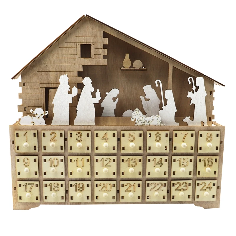 Nativity Manger Scene Wooden Advent Calendar Battery-Operated LED Lighted Christmas Countdown Ornament with Drawers Box Xmas
Nativity Manger Scene Wooden Advent Calendar Battery-Operated LED Lighted Christmas Countdown Ornament with Drawers Box Xmas