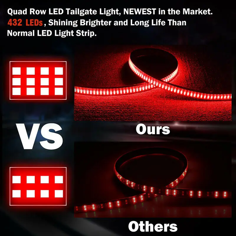 New 60" 6 Modes 432LED Truck Strip Tailgate Light Bar 3Row Reverse Brake Tail Signal Truck LED Strip Lights
New 60" 6 Modes 432LED Truck Strip Tailgate Light Bar 3Row Reverse Brake Tail Signal Truck LED Strip Lights