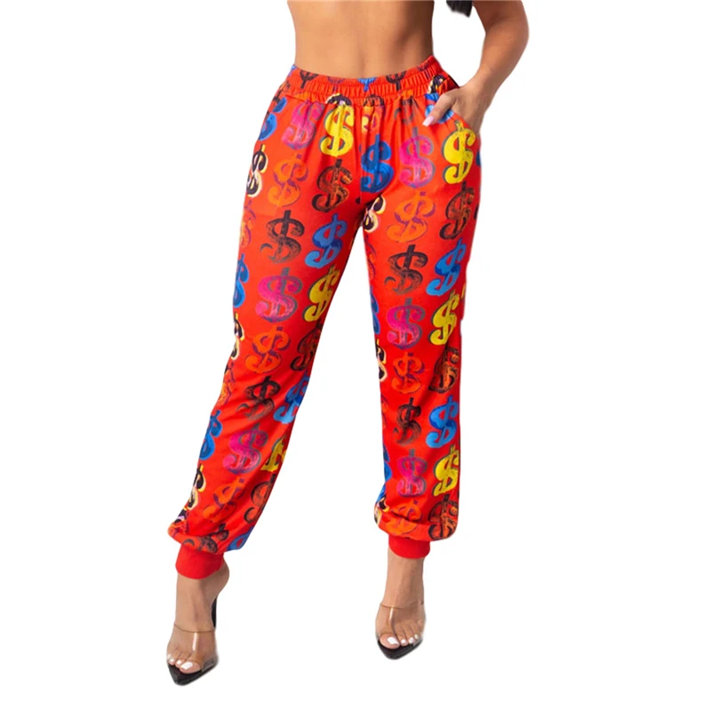 High Waist Women Fashion Pants Casual Trousers Personality Dollar Sign Print Elastic High Waist Beam Feet Pants
High Waist Women Fashion Pants Casual Trousers Personality Dollar Sign Print Elastic High Waist Beam Feet Pants
