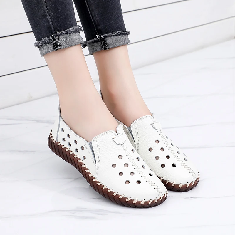 White Summer Shoes For Women Genuine Leather Ballet Flats Moccasins Breathable Flat Loafers Woman Flats Wide Width Slip On Shoes
White Summer Shoes For Women Genuine Leather Ballet Flats Moccasins Breathable Flat Loafers Woman Flats Wide Width Slip On Shoes