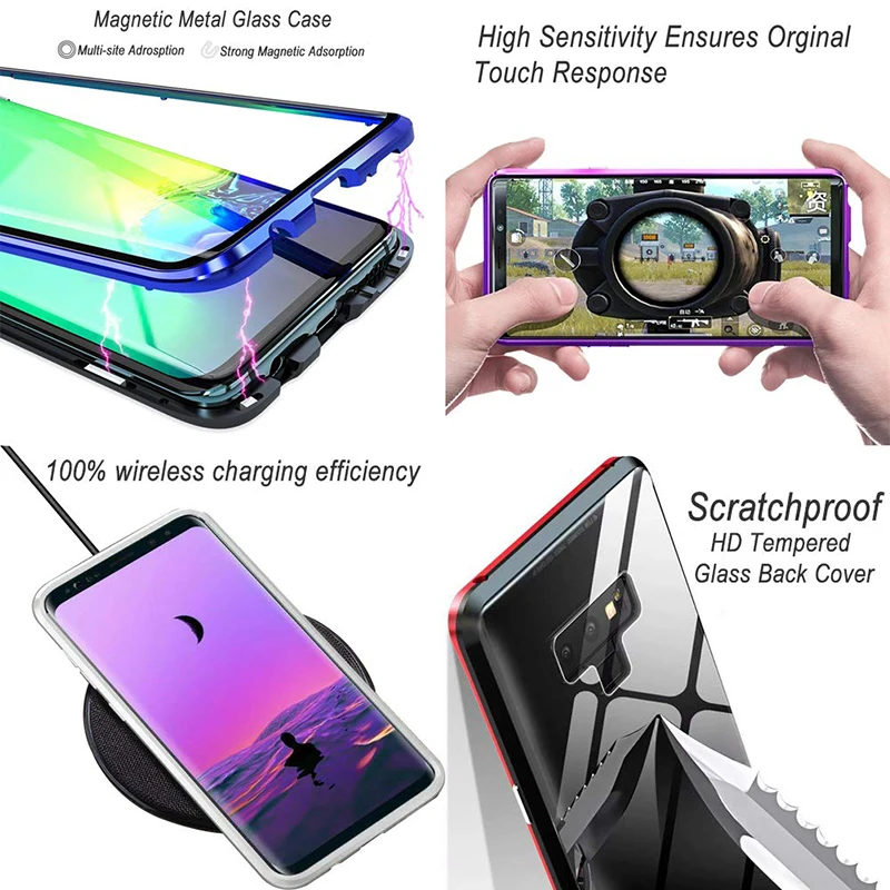 Двухсторонний стеклянный Магнитный чехол для Samsung Galaxy A71 A51 A70 A50 A31 M31 A11 A30 A7 A41 A40 M21