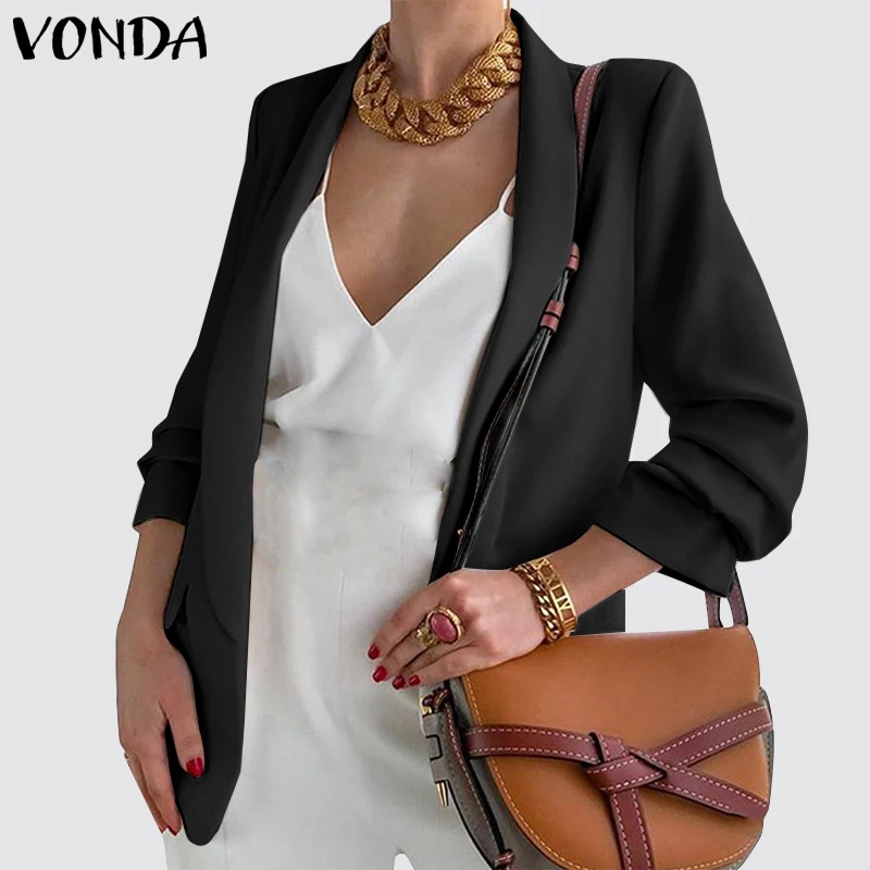 Женский костюм VONDA, Осенний блейзер с воротником с лацканами, Плиссированные пальто с карманами, Женская однотонная офисная пляжная уличная...
Женский костюм VONDA, Осенний блейзер с воротником с лацканами, Плиссированные пальто с карманами, Женская однотонная офисная пляжная уличная...
