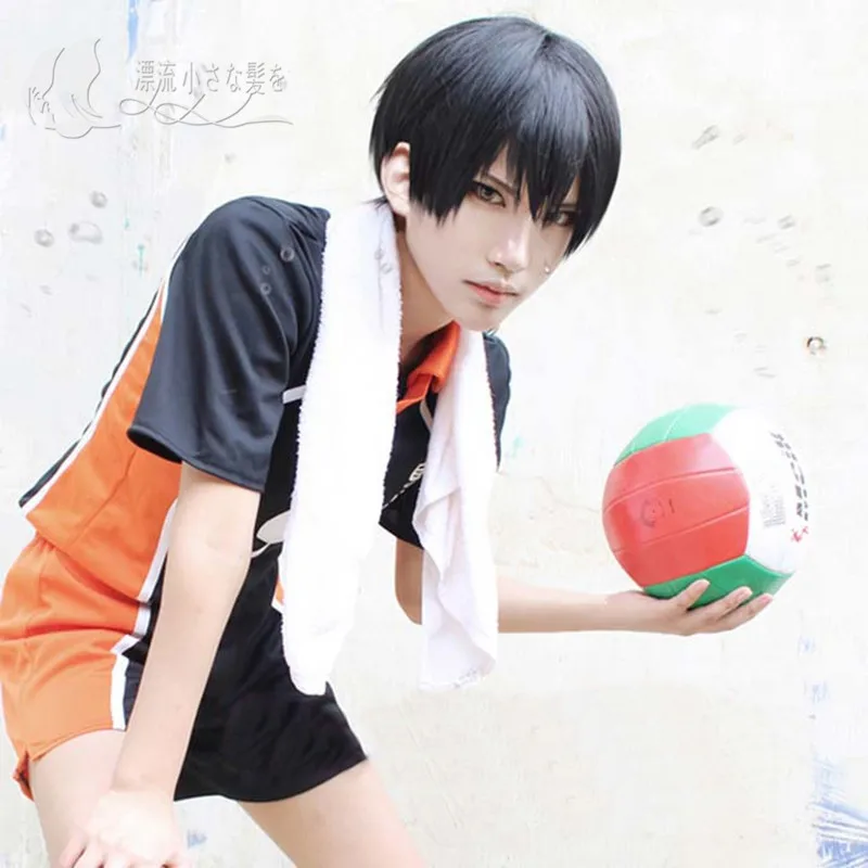 Аниме Haikyu! Волейбольный парик Kageyama Tobio для костюмированной вечеринки короткий
