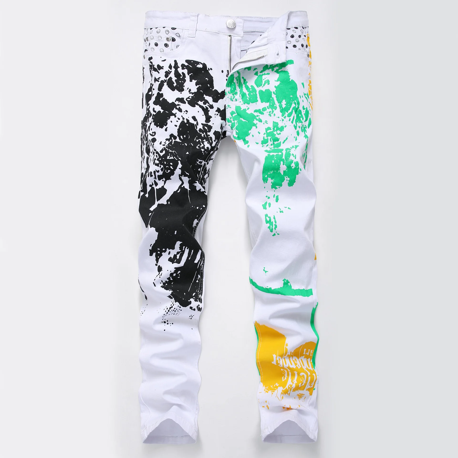 2020 men white printing design of cultivate one's morality high elastic cotton jeans splash-ink leisure trousers
2020 men white printing design of cultivate one's morality high elastic cotton jeans splash-ink leisure trousers