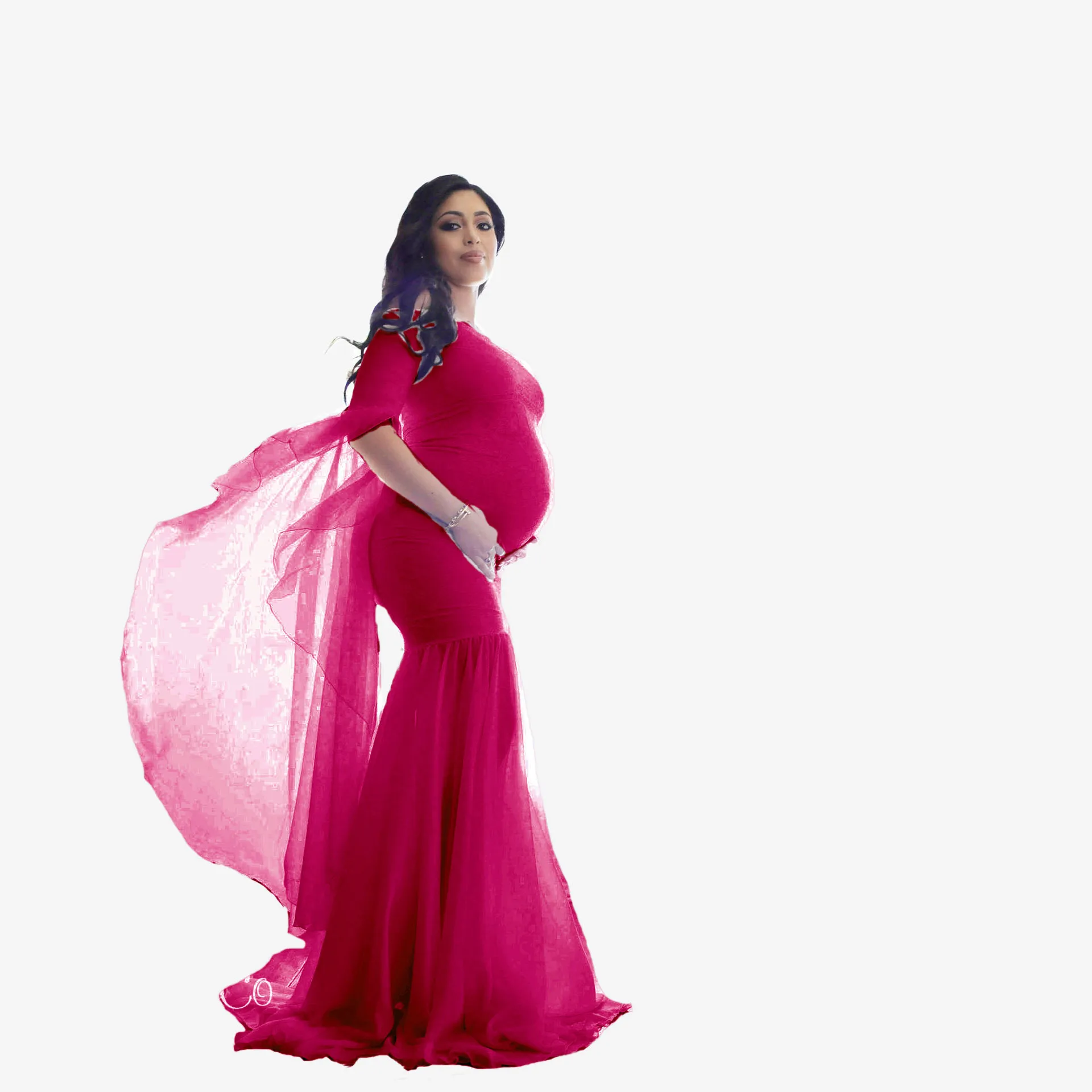 

Платье для беременных без Плеч, платья для фотосъемки, кружевные макси платья для беременных с пышными рукавами, Одежда для беременных женщ...