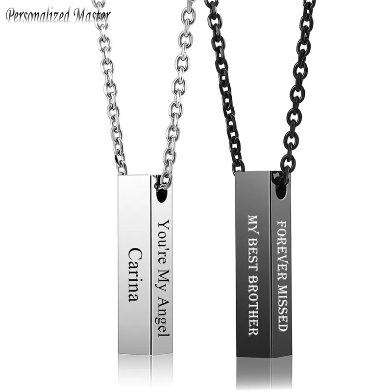 

Personalized Master Customized Necklace Stainless Steel Cube Bar Urn Memorial Pendant Necklaces Ash Keepsake Cremation Jewelry