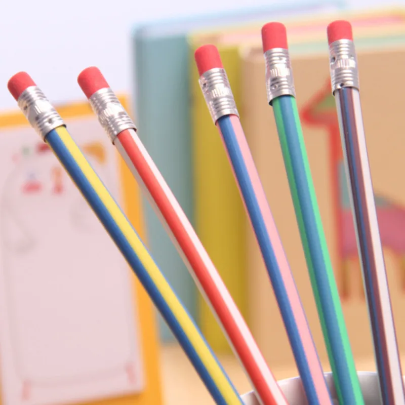 Colorful Magic Flexible Soft Pencil with Eraser Pencils Curved Toy Pen Small Gift High Striped Soft Pencil
Colorful Magic Flexible Soft Pencil with Eraser Pencils Curved Toy Pen Small Gift High Striped Soft Pencil