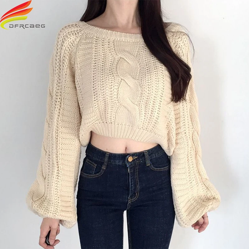 Long Lantern Sleeve Crop Top Women 2020 Autumn Winter New Sweaters Women Beige White And Black Twist Slash Neck Pullovers Women
Long Lantern Sleeve Crop Top Women 2020 Autumn Winter New Sweaters Women Beige White And Black Twist Slash Neck Pullovers Women