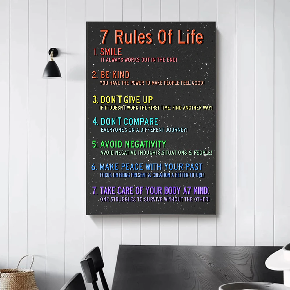 Modern Art Home Decoration Painting 7 Rules of Life Creative Posters Prints Canvas Painting Print Wall Picture Living Room Decor
Modern Art Home Decoration Painting 7 Rules of Life Creative Posters Prints Canvas Painting Print Wall Picture Living Room Decor