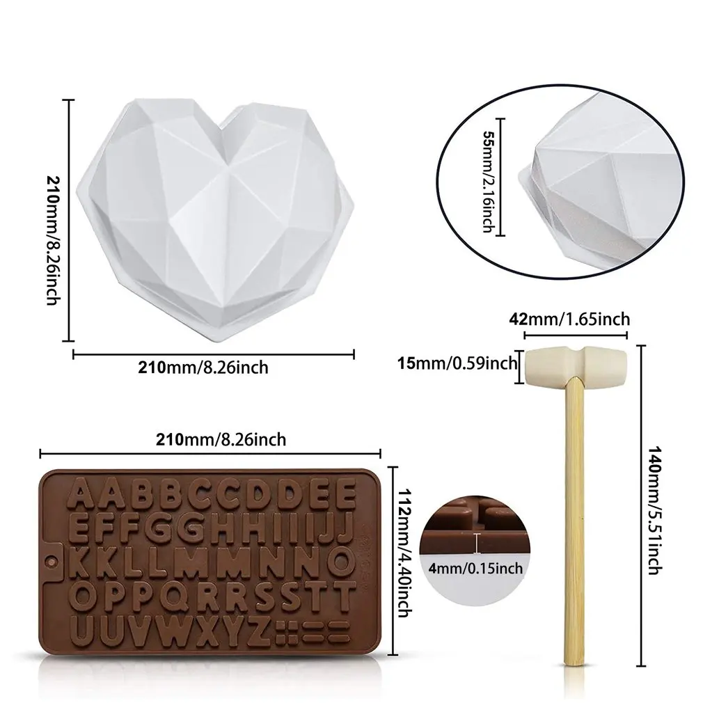 7pcs 3D Diamond Heart Shaped Silicone Chocolate Mold Wedding Baking Cake Mousse Dessert Muffin Mold DIY Mold Cake Decorator
7pcs 3D Diamond Heart Shaped Silicone Chocolate Mold Wedding Baking Cake Mousse Dessert Muffin Mold DIY Mold Cake Decorator