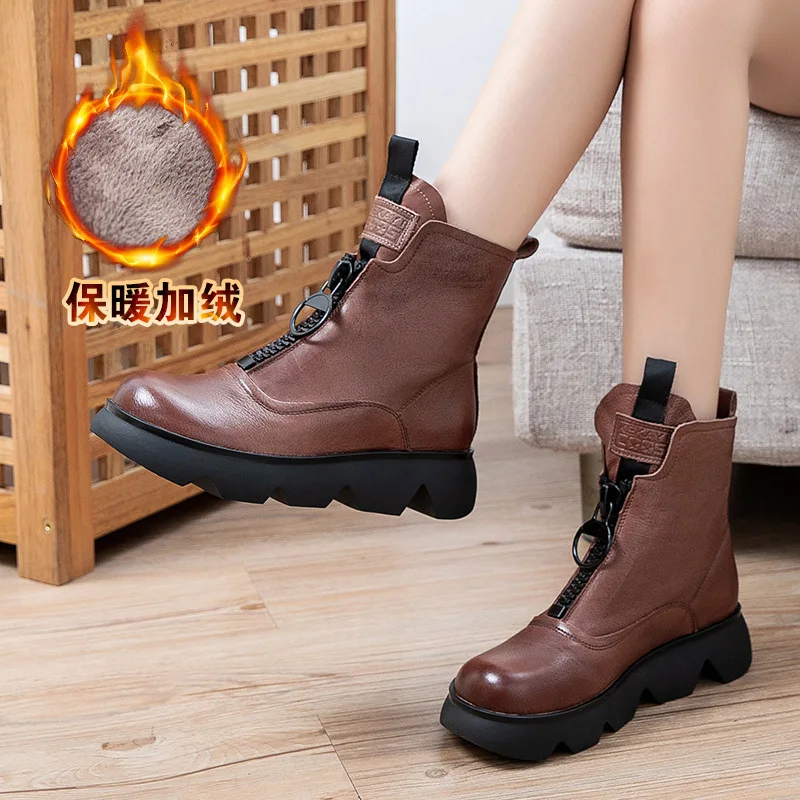 Fashion Women Boots Chunky Chunky Women's Boots Brand Leather Fashion Flat Shoes Breathable Casual Footwear
Fashion Women Boots Chunky Chunky Women's Boots Brand Leather Fashion Flat Shoes Breathable Casual Footwear