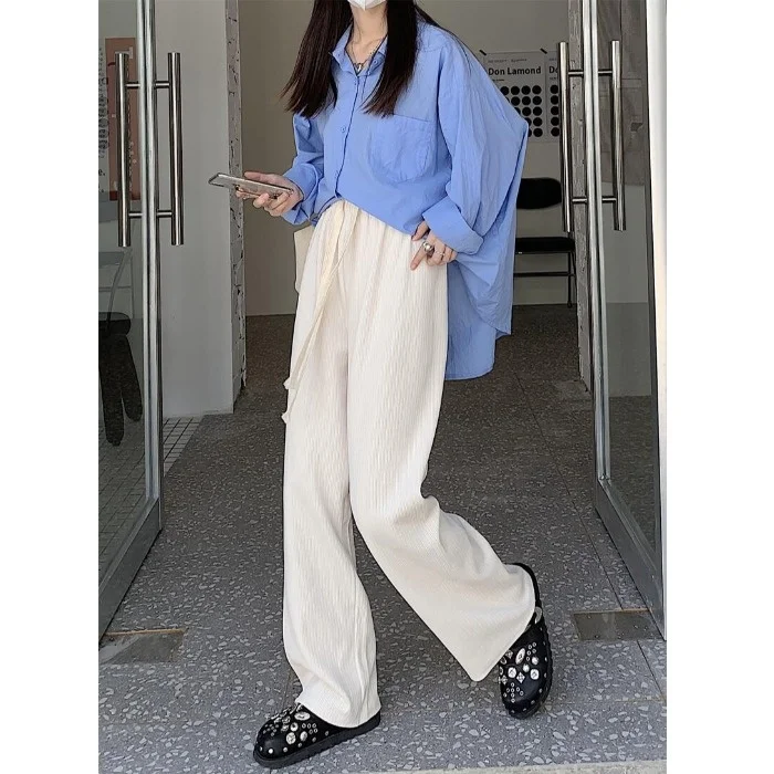 Drawstring Pants Women's Loose Slim Floor Mops Autumn and Winter High Waist Wide Leg Pants Versatile Casual Pants
Drawstring Pants Women's Loose Slim Floor Mops Autumn and Winter High Waist Wide Leg Pants Versatile Casual Pants