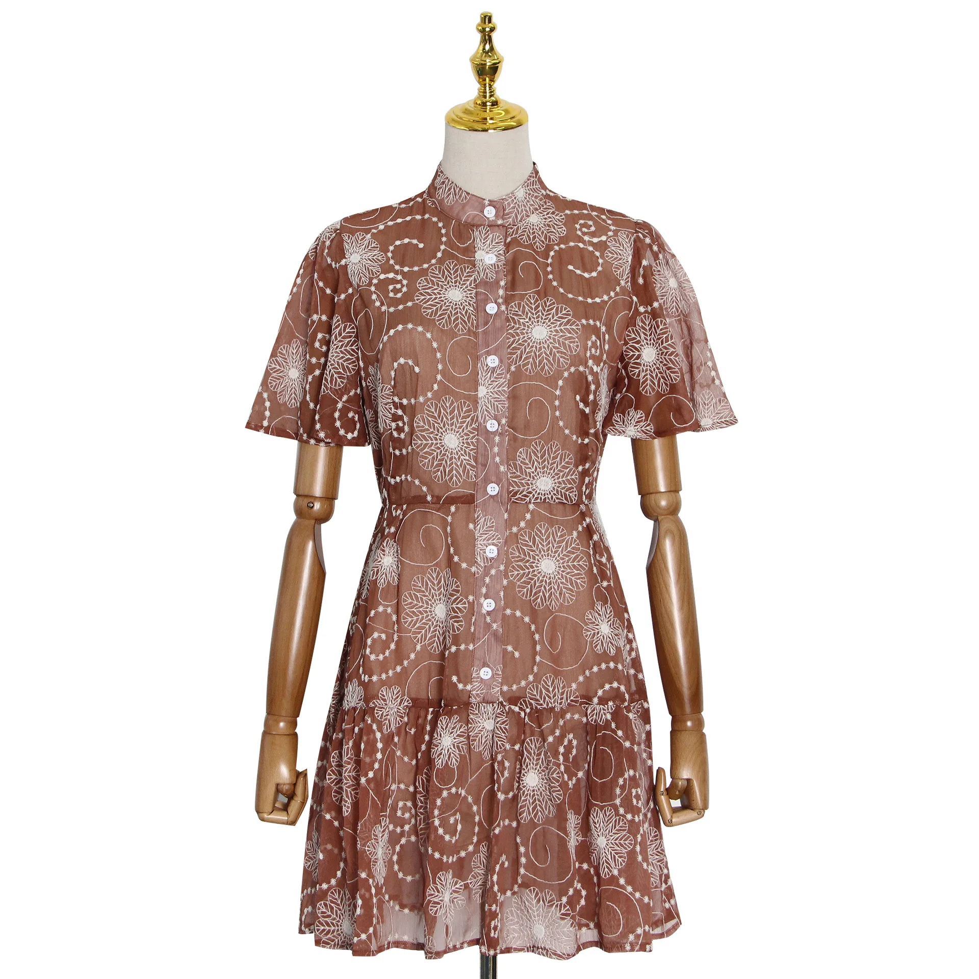 Printed Flying Sleeve Dress New Fresh Pastoral Single-breasted Flounces Women's Dress in Summer
Printed Flying Sleeve Dress New Fresh Pastoral Single-breasted Flounces Women's Dress in Summer