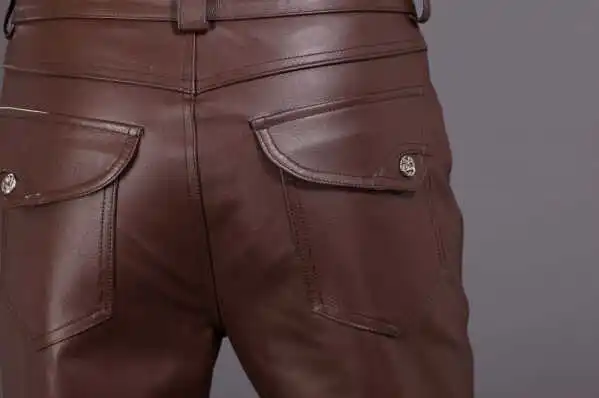 

2021 Winter Nieuwe Stijl Mannen Mode Motorfiets Lederen Broek Koreaanse Casual Natuurlijke Leren Broek Mannelijk Broek 29-39