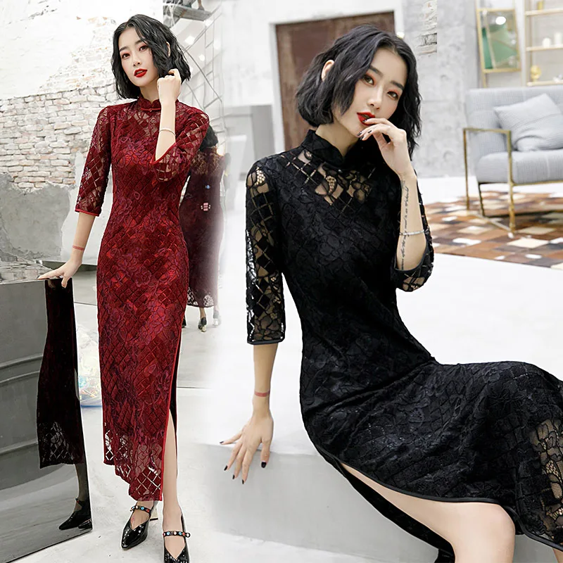 Autumn And Winter New Style Web Celebrity Lace Cheongsam Dress The Republic Of China Wind Retro Improvement Fashion Long Dress
Autumn And Winter New Style Web Celebrity Lace Cheongsam Dress The Republic Of China Wind Retro Improvement Fashion Long Dress