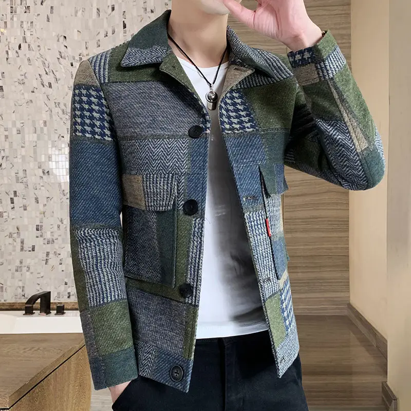 Fashion Warm Long-sleeved Plaid Gentleman Pockets Coat Jacket 2020 Korean Casual Men's Stitching Jacket Fashion Slim Fit Jacket
Fashion Warm Long-sleeved Plaid Gentleman Pockets Coat Jacket 2020 Korean Casual Men's Stitching Jacket Fashion Slim Fit Jacket