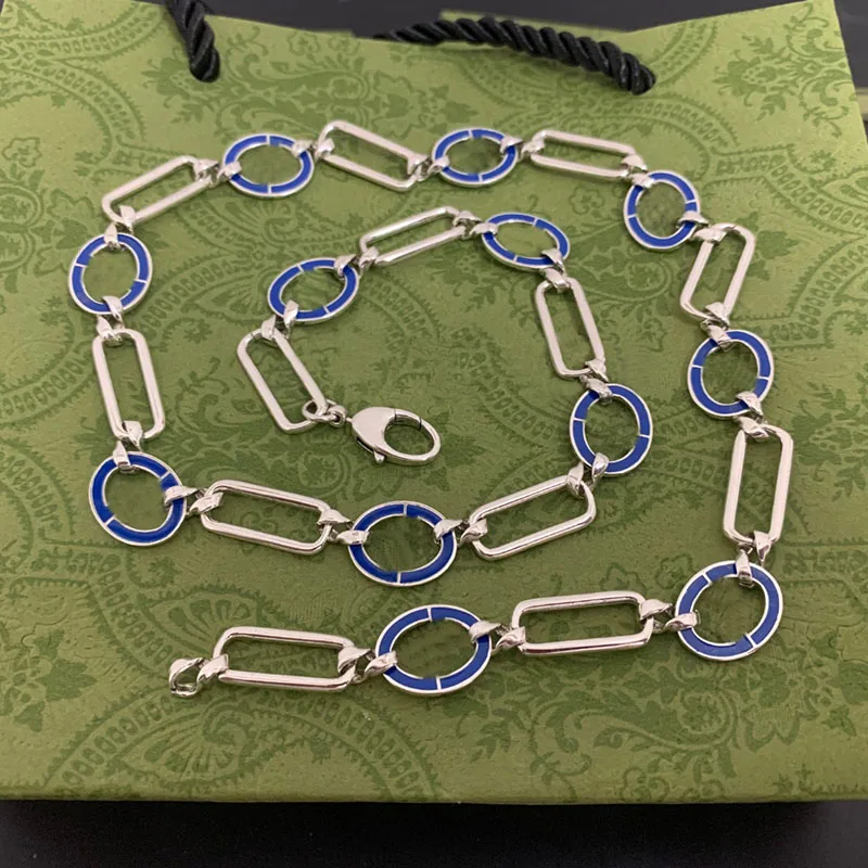925 Sterling Silver New Blue Enamel Interlocking G Necklace Men And Women Couple Luxury Brand Necklace Retro Charm Hip Hop Gift
925 Sterling Silver New Blue Enamel Interlocking G Necklace Men And Women Couple Luxury Brand Necklace Retro Charm Hip Hop Gift