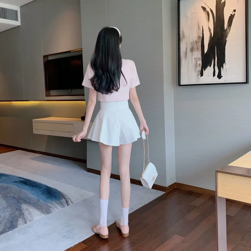 2021 Summer Korean Women's Wear 2 Piece Set Playful Small Suit Shorts Set Notched Single Breasted Crop Top Skirt Pants Suits
2021 Summer Korean Women's Wear 2 Piece Set Playful Small Suit Shorts Set Notched Single Breasted Crop Top Skirt Pants Suits