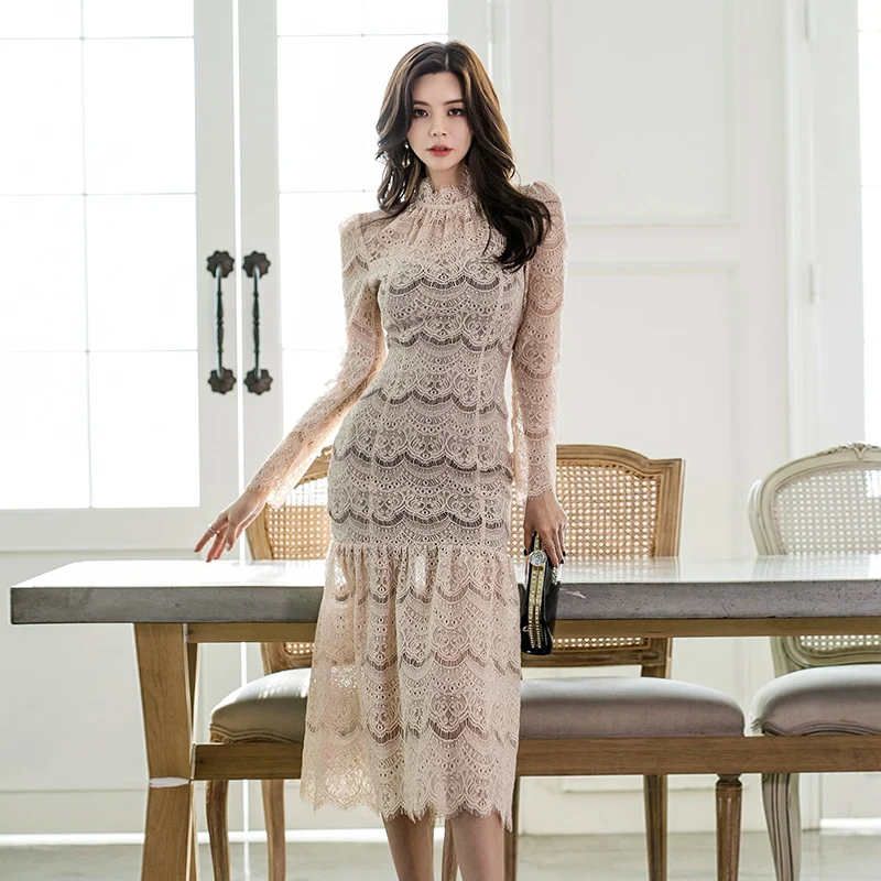 OL Стильное однотонное женское кружевное платье со стоячим воротником, осеннее платье с длинным рукавом для работы и бизнеса, женские платья...
OL Стильное однотонное женское кружевное платье со стоячим воротником, осеннее платье с длинным рукавом для работы и бизнеса, женские платья...