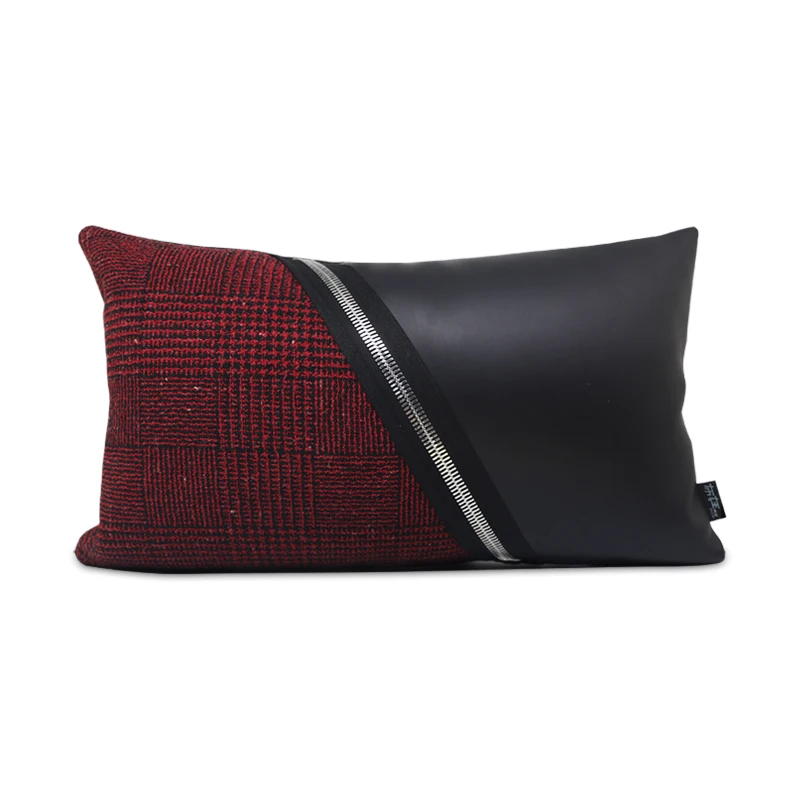 Black Red Leather Decorative Cushion Cover For Living Room Patchwork Zip Cotton Linen Sofa Waist Pillowcase Home Decor 30x50cm
Black Red Leather Decorative Cushion Cover For Living Room Patchwork Zip Cotton Linen Sofa Waist Pillowcase Home Decor 30x50cm