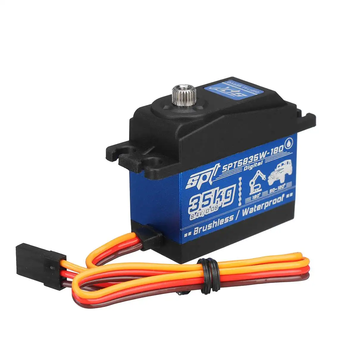 SPT Servo SPT5835W-180 35 кг Большой крутящийся бесщеточный металлический редукторный двигатель Водонепроницаемый цифровой сервопривод для 1:8 RC авто...
SPT Servo SPT5835W-180 35 кг Большой крутящийся бесщеточный металлический редукторный двигатель Водонепроницаемый цифровой сервопривод для 1:8 RC авто...